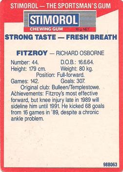 1990 AFL Scanlens Stimorol #64 Richard Osborne Back